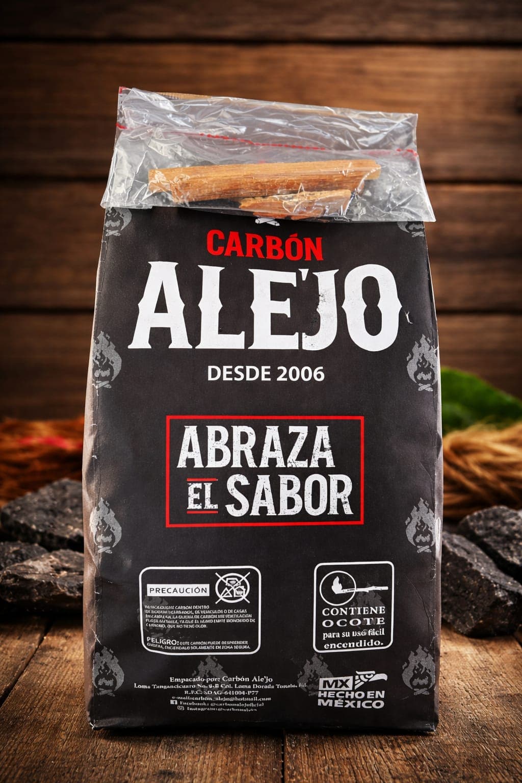Carbón ALE'JO con ocote
