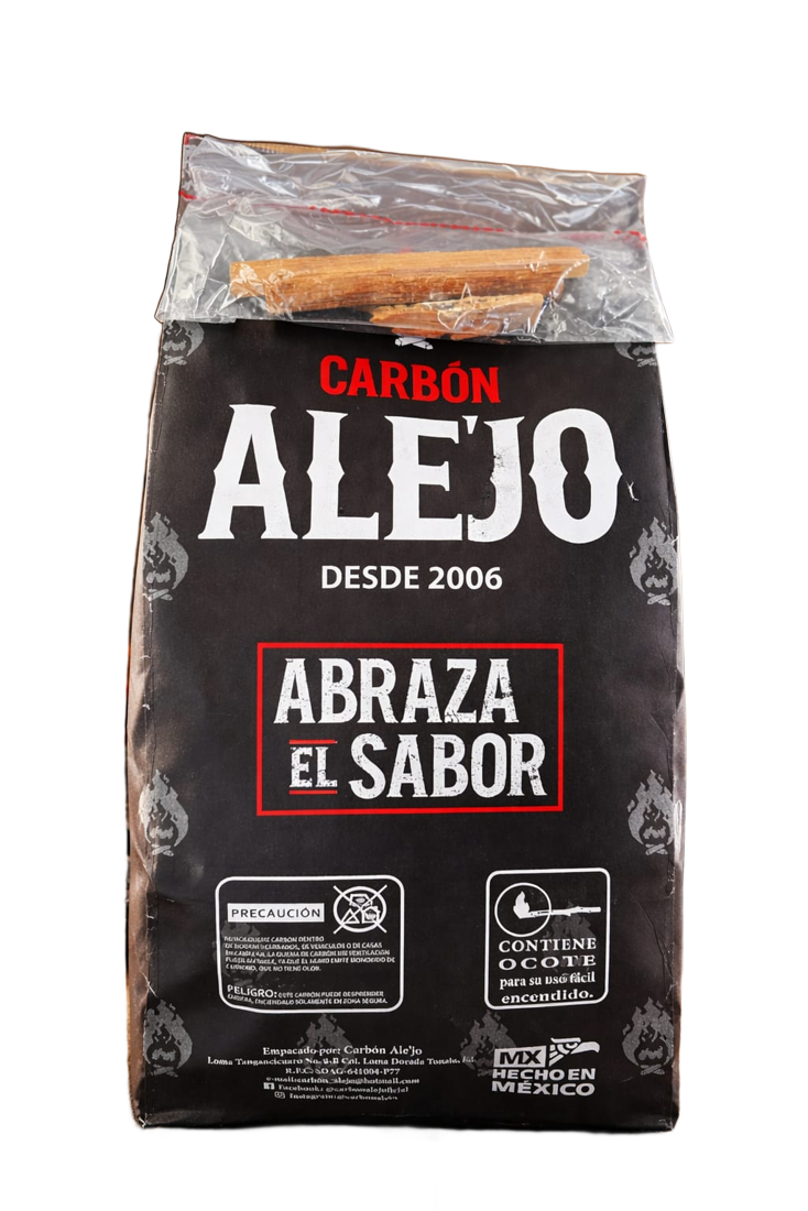 CARBÓN CON OCOTE — empaque real Carbón ALE'JO